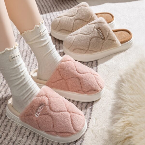 Plush Slippers Winter For Women Indoor Floor Bedroom Home Slipper Warm Solid House Shoes Men Couple - Image 7