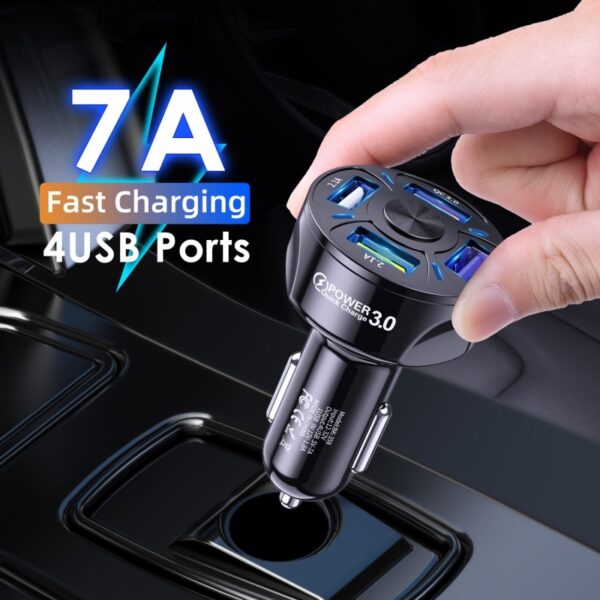 Fast Charge Car Charger One For Four Car Mobile Phone Charger Car Charger - Image 2