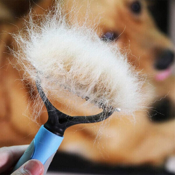 Grooming Brush For Pet Dog Cat Deshedding Tool Rake Comb Fur Remover Reduce 2-Side Dematting Tool For Dogs Cats Pets Grooming Brush Double Sided Shedding And Dematting Undercoat Rake Hair Removal Comb - Image 10