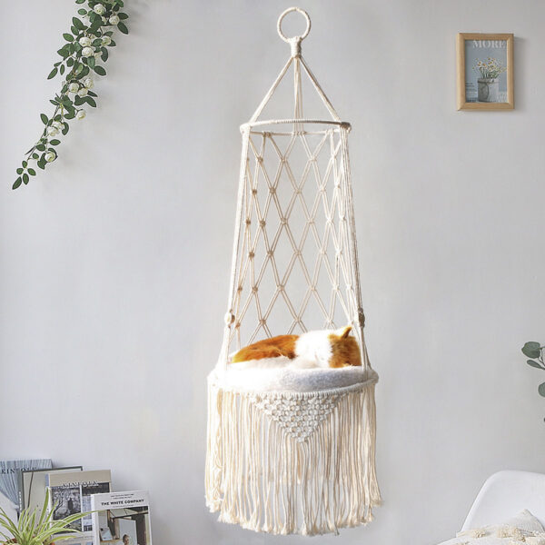 Macrame Hanging Pet Bed Macrame Cat Hammock Wall Hanging Cat Hammock Macrame Cat Bed-Pet Gifts Hammock Macrame Cat Swing - Image 3