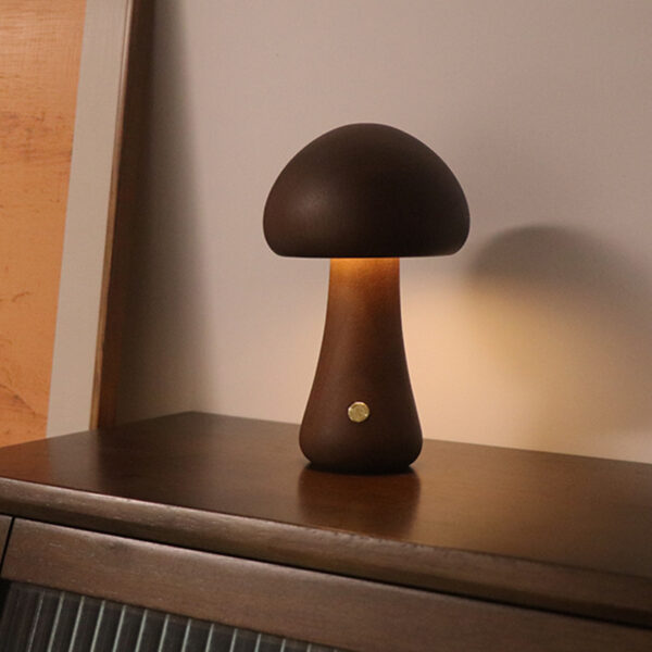 INS Wooden Cute Mushroom LED Night Light With Touch Switch  Bedside Table Lamp For Bedroom Childrens Room Sleeping Night Lamps Home Decor - Image 8