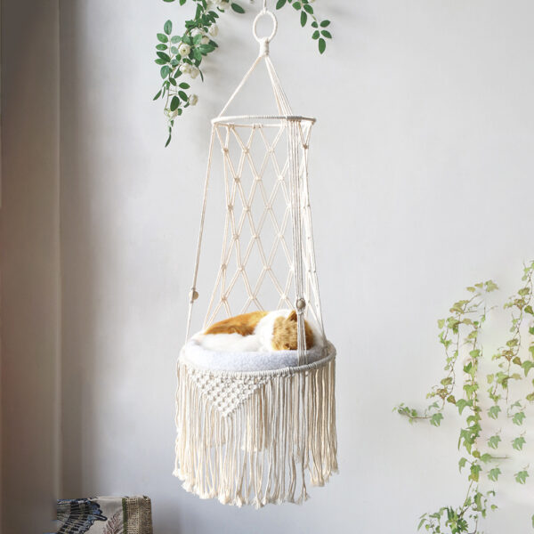 Macrame Hanging Pet Bed Macrame Cat Hammock Wall Hanging Cat Hammock Macrame Cat Bed-Pet Gifts Hammock Macrame Cat Swing - Image 4