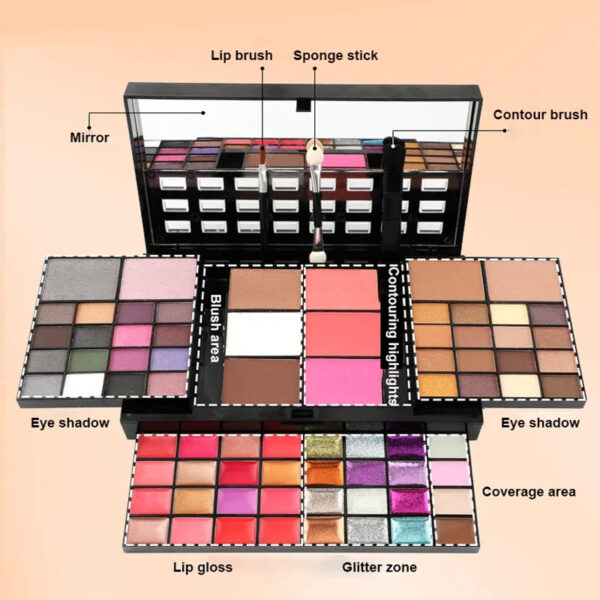 74 Colors Makeup Set Lip Gloss Blush Eyeshadow Highlight Combination Plate Wholesale Makeup Set - Image 9