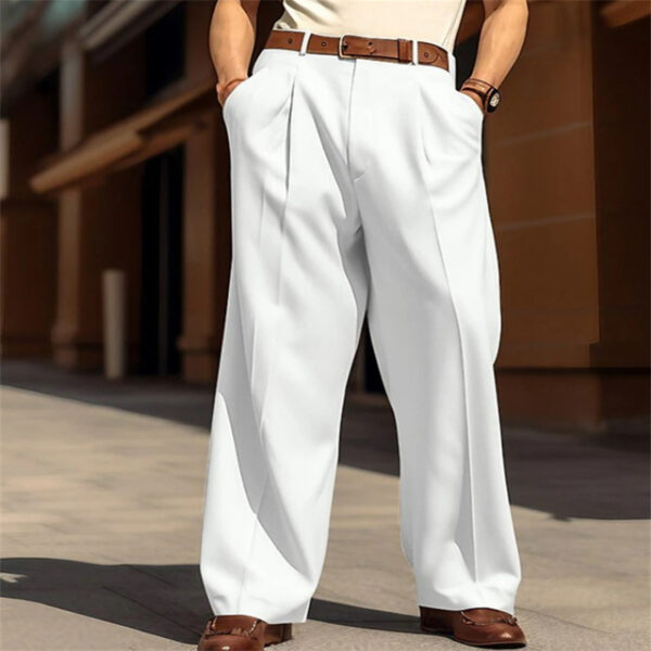 Men's Wide Leg Leisure Front Pocket Straight Daily Street Pants - Image 7