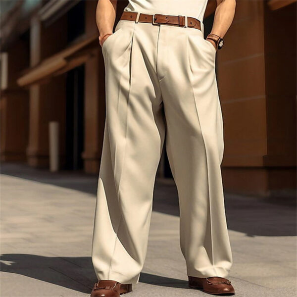 Men's Wide Leg Leisure Front Pocket Straight Daily Street Pants - Image 5