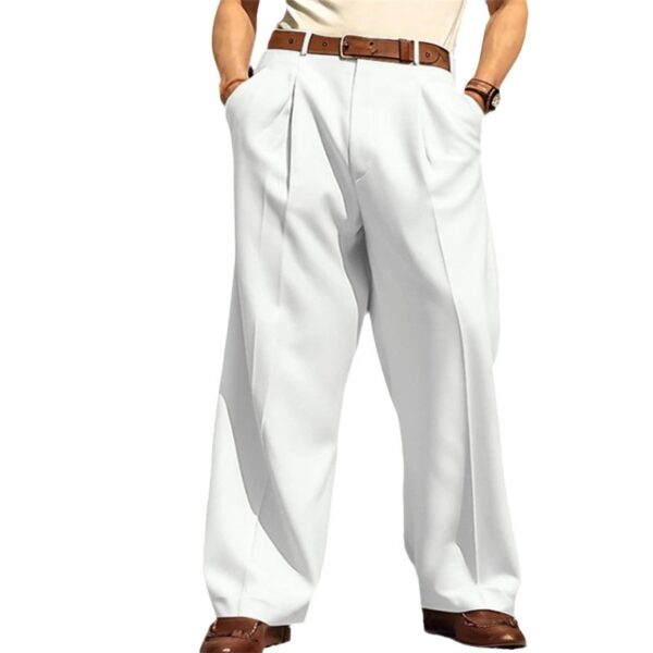 Men's Wide Leg Leisure Front Pocket Straight Daily Street Pants - Image 4