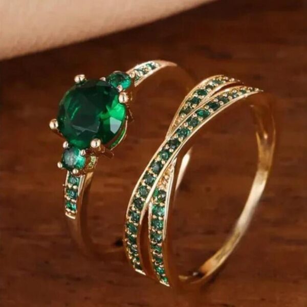 Emerald Zircon High-grade Retro Temperament Design Light Luxury Ring - Image 2