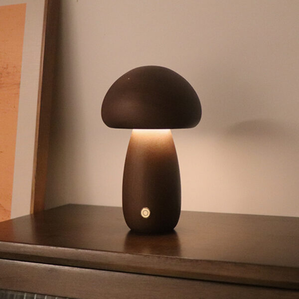 INS Wooden Cute Mushroom LED Night Light With Touch Switch  Bedside Table Lamp For Bedroom Childrens Room Sleeping Night Lamps Home Decor - Image 5