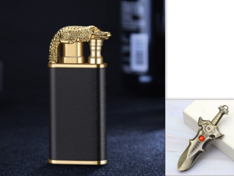 Creative Blue Flame Lighter Dolphin Dragon Tiger Double Fire Metal Winproof Lighter Inflatable Lighter - Image 5