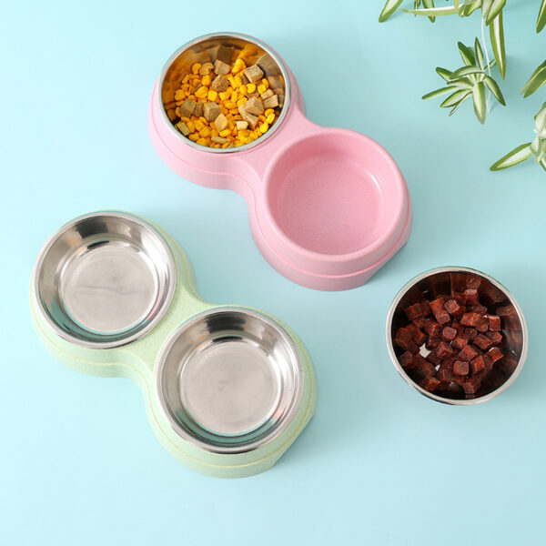 Double Pet Bowls Dog Food Water Feeder Stainless Steel Pet Drinking Dish Feeder Cat Puppy Feeding Supplies Small Dog Accessories - Image 2