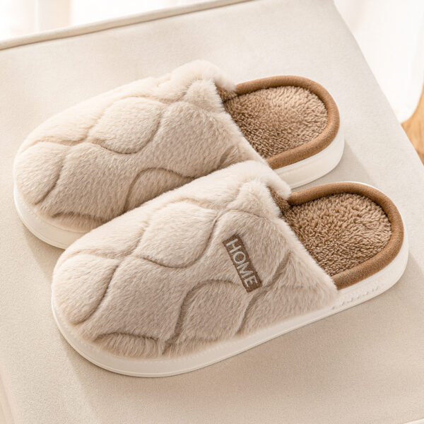 Plush Slippers Winter For Women Indoor Floor Bedroom Home Slipper Warm Solid House Shoes Men Couple - Image 3