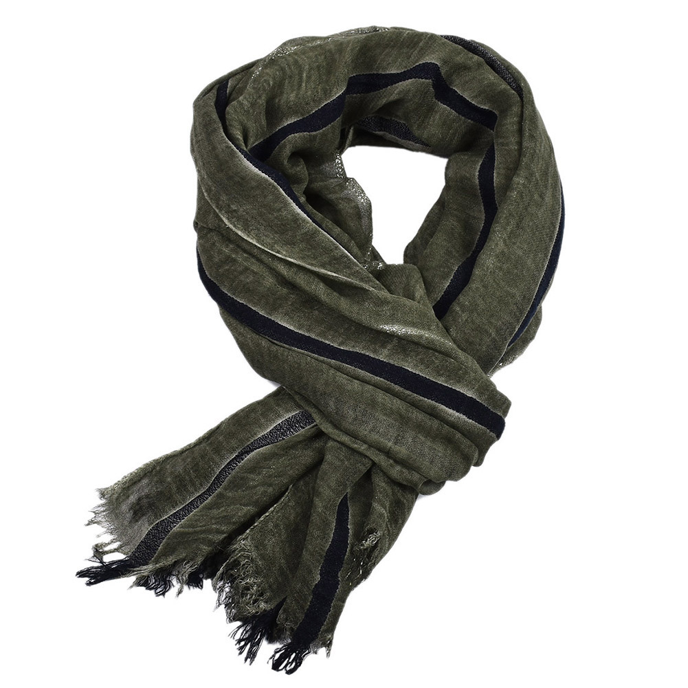 Men's Retro Gentleman Gold Thread Striped Scarf - Image 7