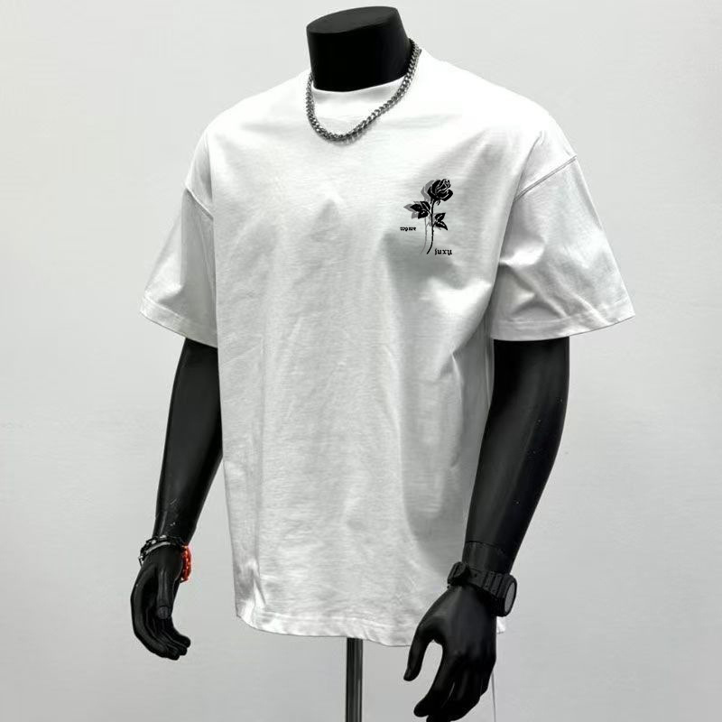 Cotton Heavy T-shirt Men's Summer Short Sleeve - Image 8