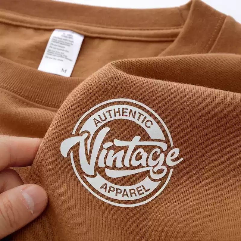 Combed Cotton Short Sleeve In Tan Color T-shirt Loose Letter Print Top - Image 4