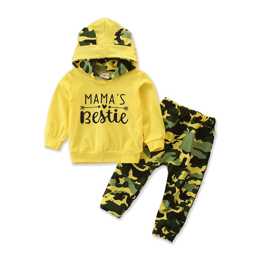 Girls Spring And Autumn Hooded Sweater Small Suit Ins Type Female Baby Camouflage 2 Piece Set - Image 4