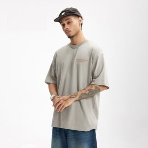 Thread Collar Embroidered T-shirt Retro Heavy Pit Short Sleeve