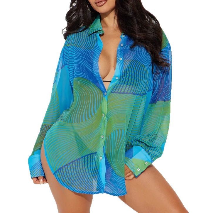 Women's Printed Bikini Blouse Beach Vacation - Image 9
