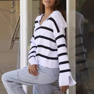 Autumn And Winter Loose Striped Sweater For Women