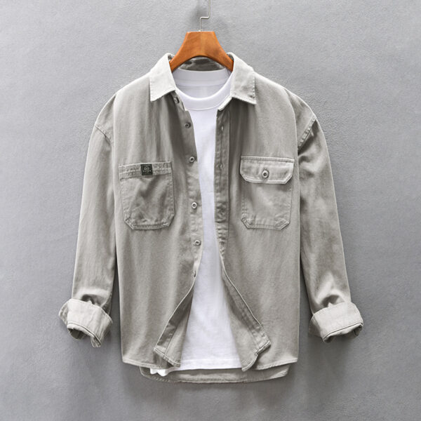 Men's Amekaji Casual Cotton Loose Shoulder Shirt - Image 2