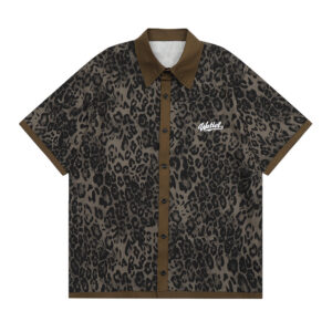 European And American Leopard Print Short Sleeve Loose Shirt Men