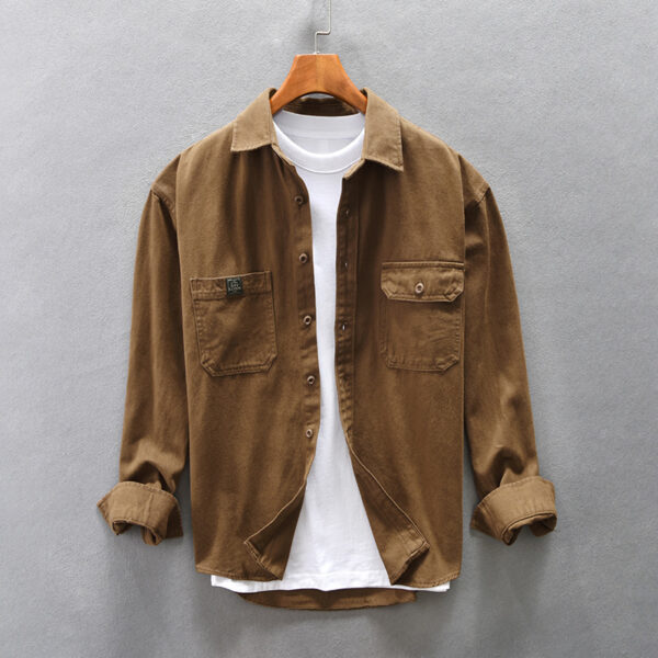 Men's Amekaji Casual Cotton Loose Shoulder Shirt