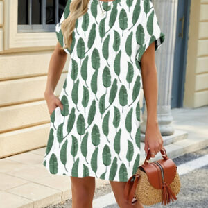 Short Sleeve Printed Pocket Dress