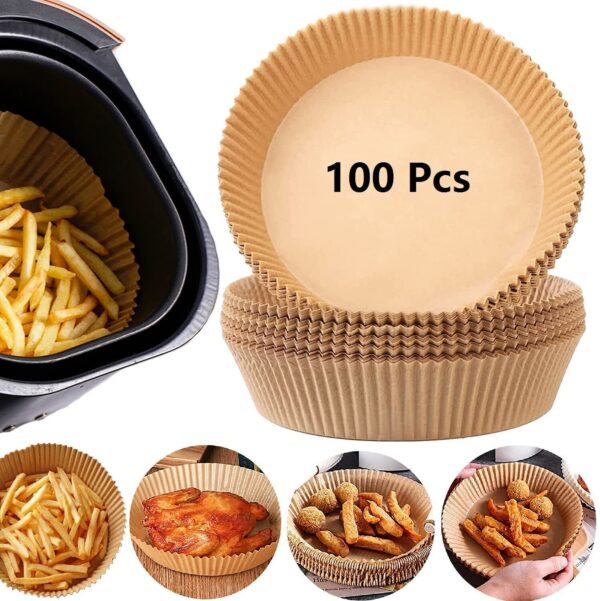 Air Fryer Disposable Paper Liner Non-stick Disposable Liners, 200PCS Air Fryer Disposable Paper Liners, 6.3In Round Air Fryer Parchment Paper - Image 2