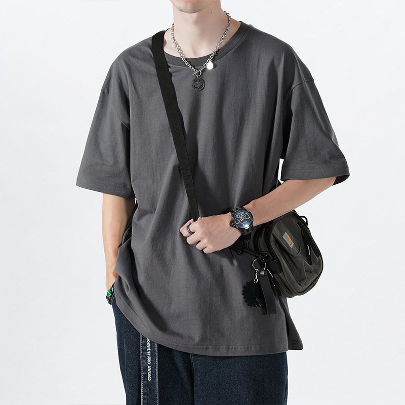 Autumn Men's Short-sleeved T-shirt Cotton Round Neck - Image 5