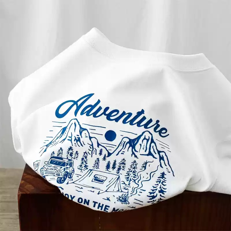 Combed Cotton Short Sleeve In Tan Color T-shirt Loose Letter Print Top - Image 6