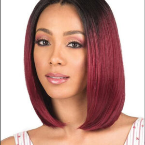 Women's Short Straight Hair, Black Gradient Burgundy Bobo Short Hair