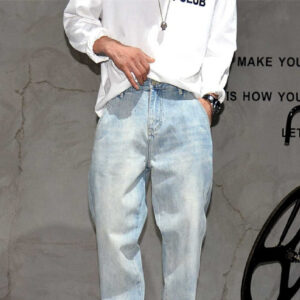 Fashionable All-match Light Blue Jeans For Men