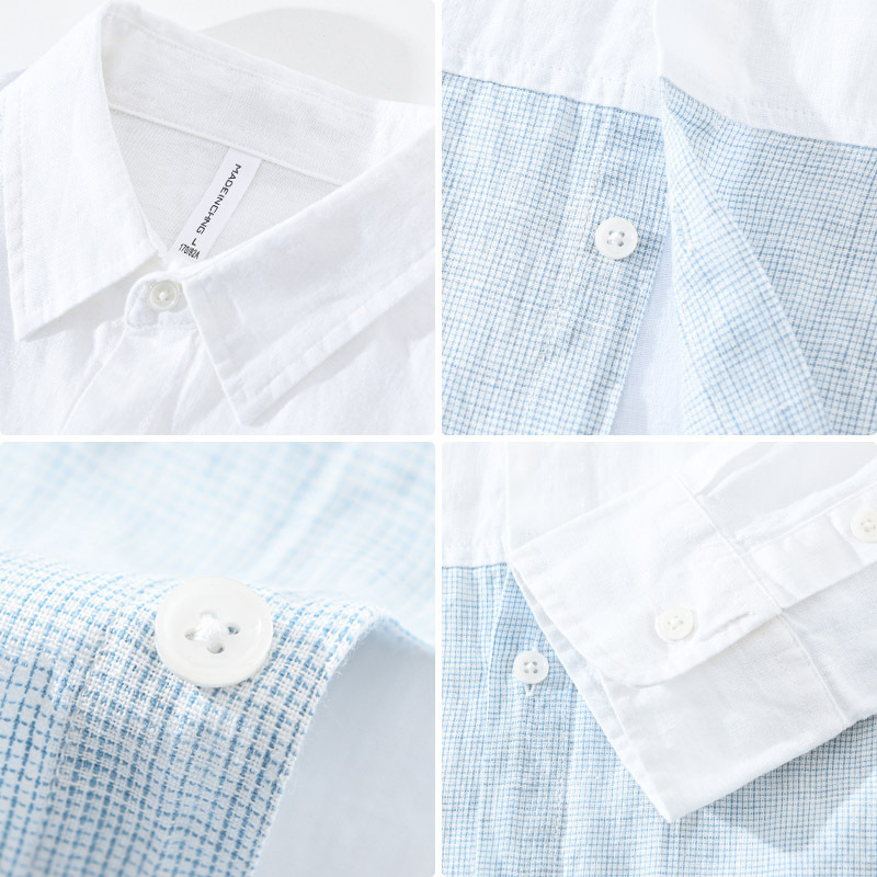 Stitching Contrast Color Long Sleeves Shirt Men - Image 5