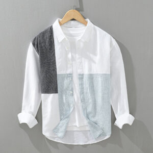 Stitching Contrast Color Long Sleeves Shirt Men