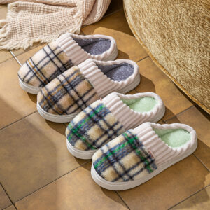 Plaid Plush Non-Slip Slippers